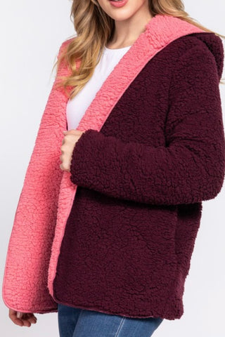 REVERSIBLE SHERPA JACKET WITH HOOD