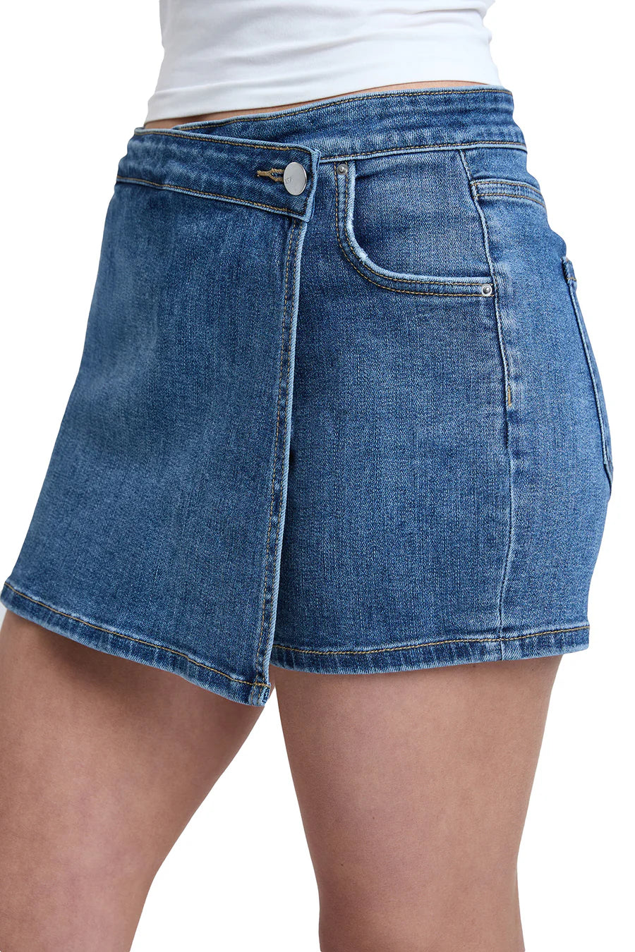 ASYMMETRICAL DENIM SKORT