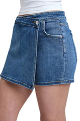 ASYMMETRICAL DENIM SKORT