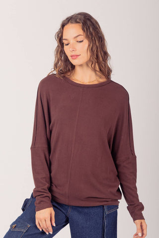 LONG DOLMAN SLEEVE ROUND NECK TOP