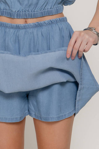 DENIM ELASTIC WAIST SKORT