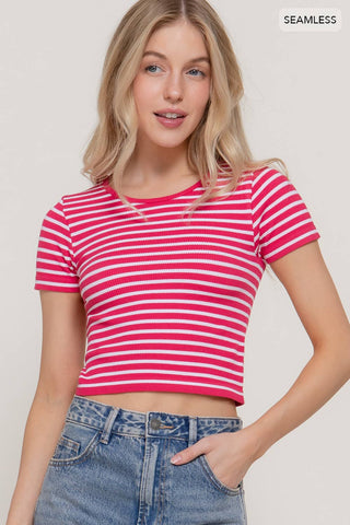 SHORT SLEEVE CREW NECK STRIPED TEE