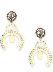 CONCHO AND NAJA EARRINGS WITH AB CRYSTAL DETAIL