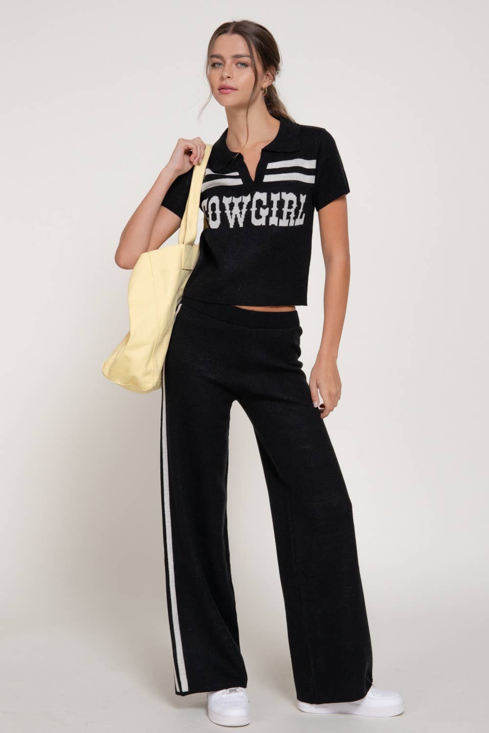 Jacquard Front Short Sleeve polo Knit Top