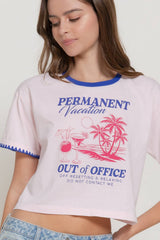 Short Sleeve Embroidered Edge Graphic T-Shirt