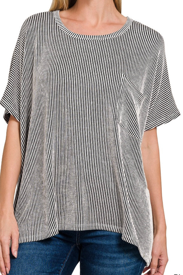 SHORT SLEEVE RIBBED OVERSIZED TEE
