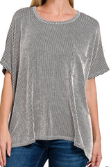 SHORT SLEEVE RIBBED OVERSIZED TEE