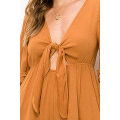 TIE FRONT RUFFLED ROMPER