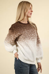 LONG SLEEVE FLEECE OMBRE PRINT PULLOVER