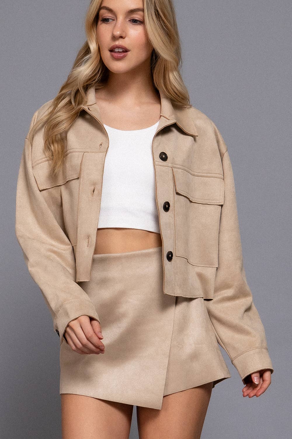 Front Wrap Faux Suede Short Pants