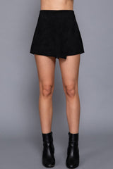 Front Wrap Faux Suede Short Pants