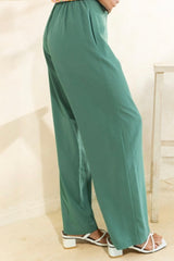 HIRISE FRONT TIE ELASTIC BACK WAIST WIDE LEG PANTS