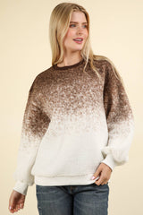 LONG SLEEVE FLEECE OMBRE PRINT PULLOVER