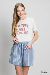 TIE HIWAIST STRIPED SHORTS WITH POCKETS