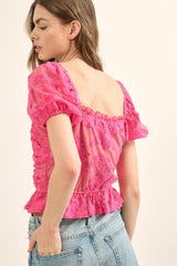 LINED LACE RUCHED BODICE TOP