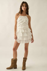 EYELET LACE TIERED SKIRT