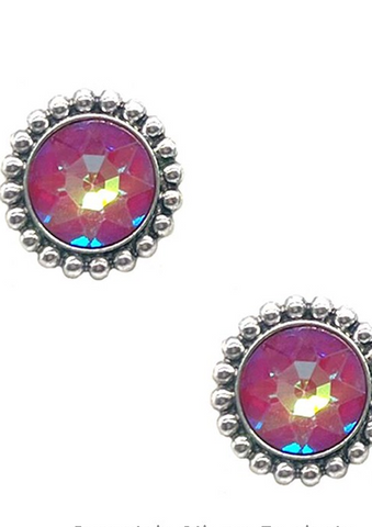 WESTERN CONCHO STUD EARRING WITH CRYSTAL CENTER