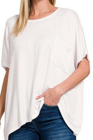 SHORT SLEEVE RIBBED OVERSIZED TEE