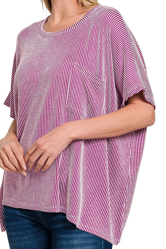 SHORT SLEEVE RIBBED OVERSIZED TEE