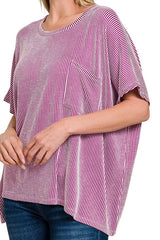 SHORT SLEEVE RIBBED OVERSIZED TEE