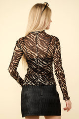 LONG SLEEVE SHEER MESH LACE TOP