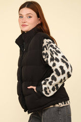 ZIP UP PUFFER VEST WITH SIDE POCKETS