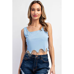 RHINESTONE FRINGE CROP TANK TOP