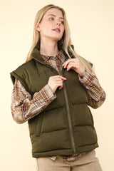 ZIP UP PUFFER VEST WITH SIDE POCKETS