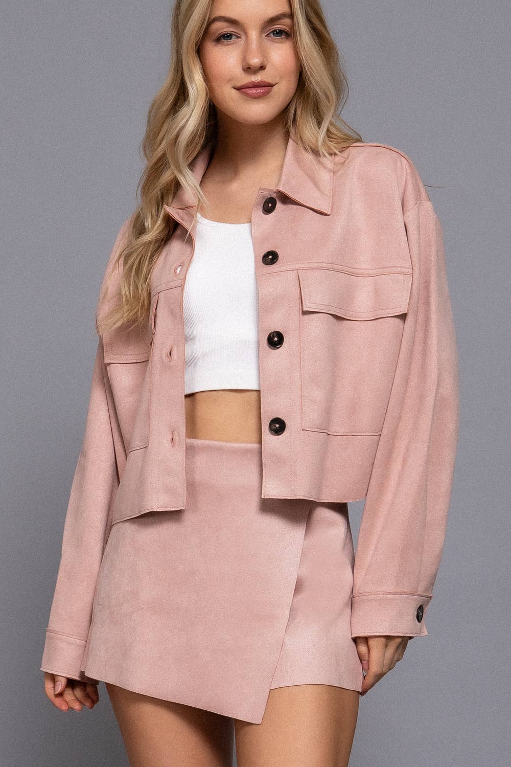 Front Wrap Faux Suede Short Pants