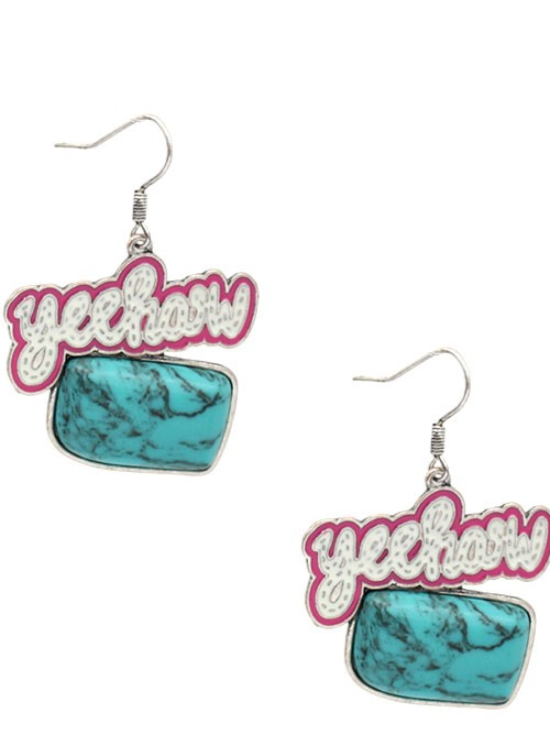 YEE HAW EARRING WITH TURQUOISE STONE DETAIL