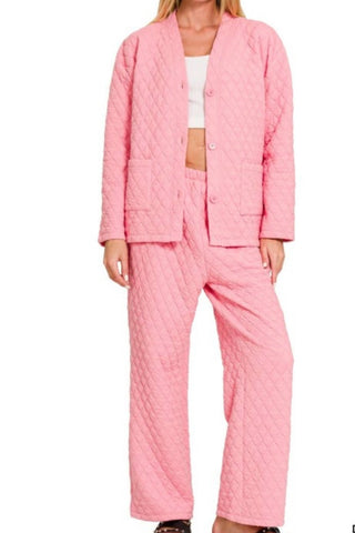 QUILTED STRAIGHT LEG PANTS