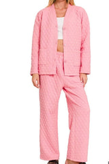 QUILTED STRAIGHT LEG PANTS