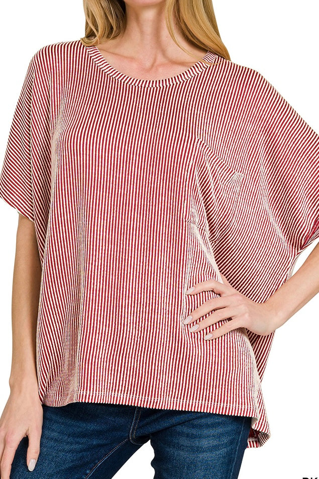 SHORT SLEEVE RIBBED OVERSIZED TEE