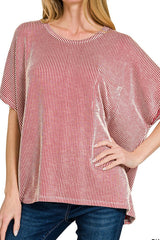 SHORT SLEEVE RIBBED OVERSIZED TEE