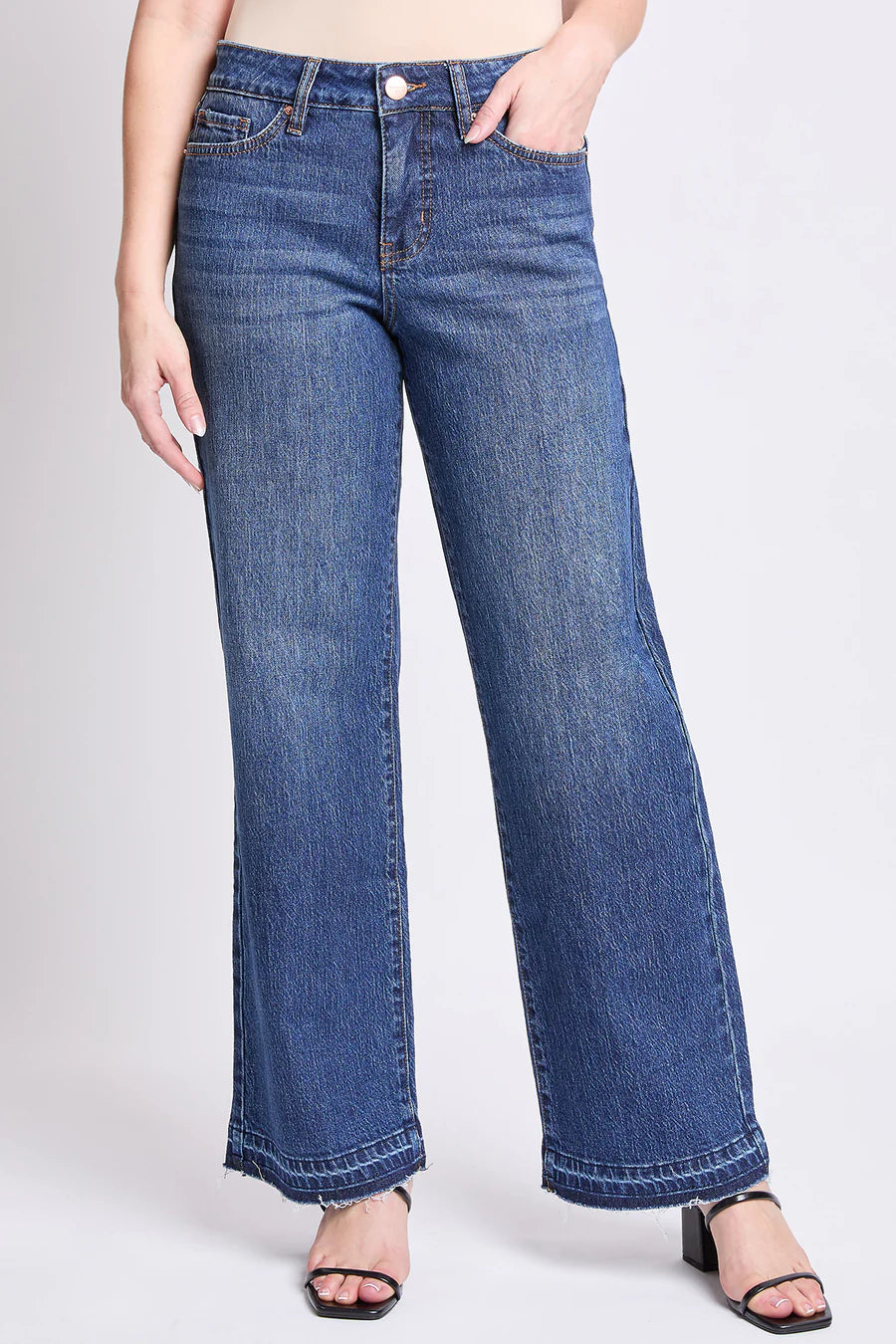 HIRISE WIDE LEG JEANS WITH RELEASED HEM