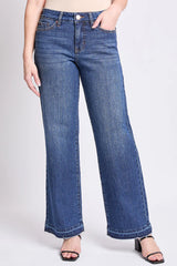 HIRISE WIDE LEG JEANS WITH RELEASED HEM