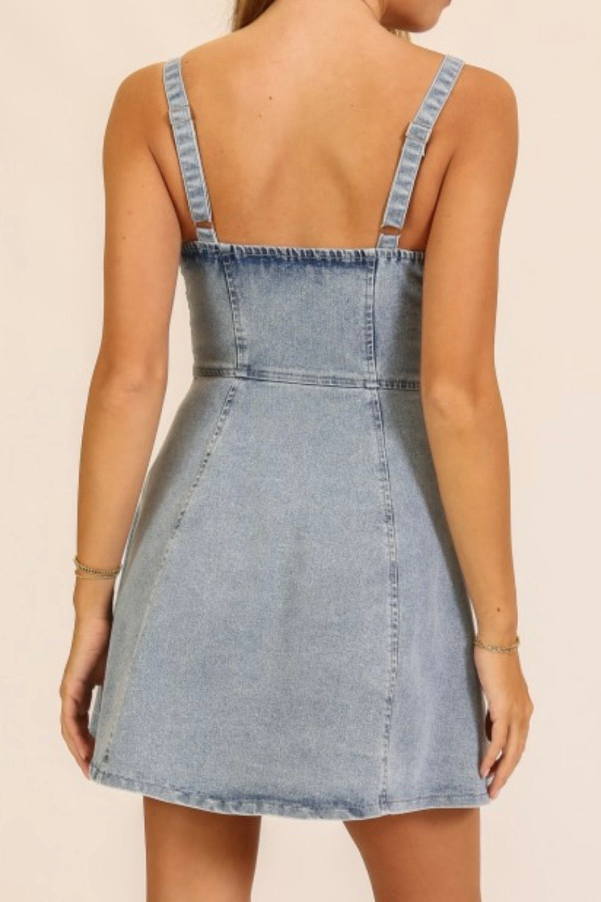 SLEEVELESS DEEP V FIT AND FLARE DRESS