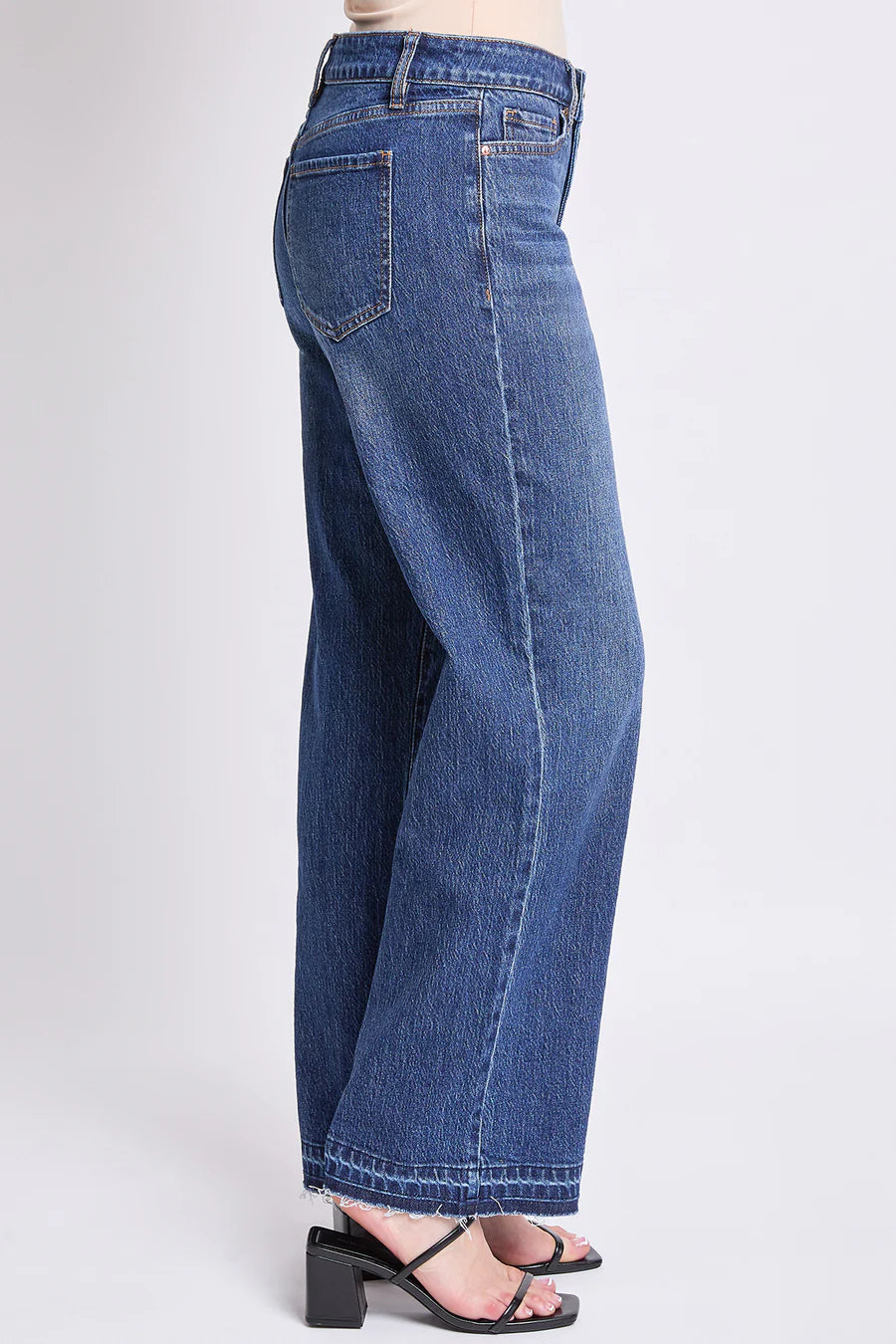 HIRISE WIDE LEG JEANS WITH RELEASED HEM