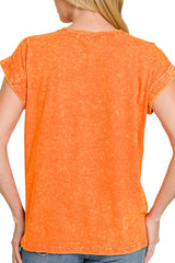 RELAX FIT MINERAL WASH TEE WITH FOLDOVER SLEEVES