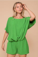SHORT SLEEVE ROUND NECK TOP WITH TWIST FRONT HEM