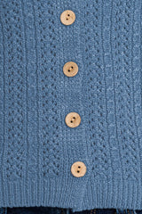 BUTTON DOWN SWEATER VEST WITH EYELET DETAIL