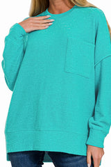 LONG SLEEVE BRUSHED MELANGE OVERSIZED SWEATER
