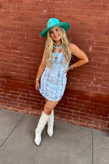 VINTAGE WASHED STRAPLESS CORSETT STYLE DENIM DRESS WITH ZIPPERED BACK