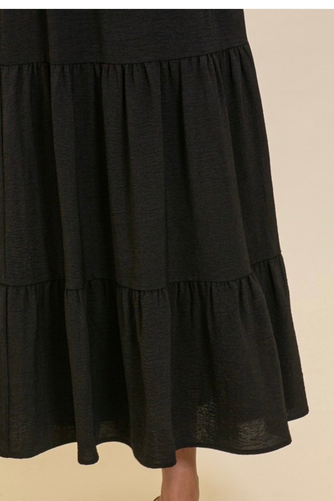 ELASTIC WAIST TIERED MAXI SKIRT