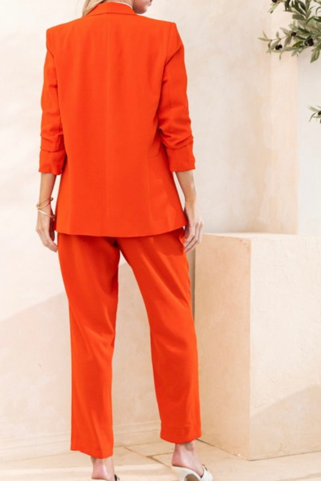 HIRISE PLEAT FRONT BELTED PANTS WITH ELASTIC BACK WAIST