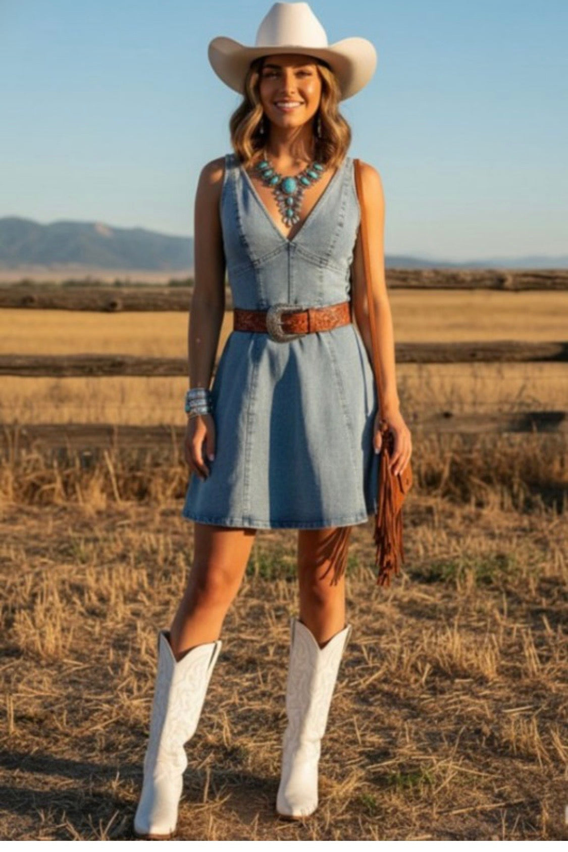 SLEEVELESS DEEP V FIT AND FLARE DRESS