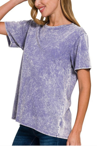 SHORT SLEEVE ROUND NECK MINERAL WASH TEE