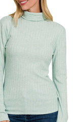 LONG SLEEVE WIDE RIBBED TURTLE NECK