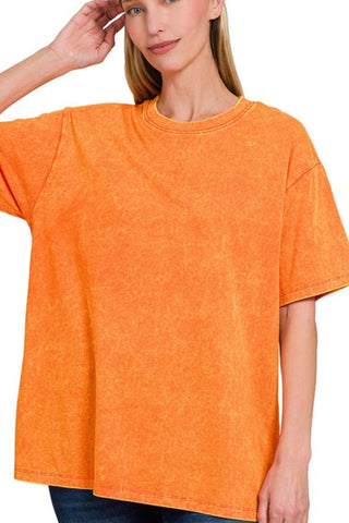 SHORT SLEEVE MINERAL WASH  RELAX FIT TEE WITH BACK SEAM DETAIL