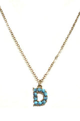 SMALL GOLD TURQUOISE INITIAL NECKLACE